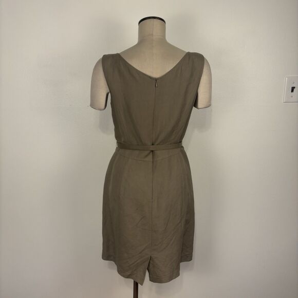 Isabella Demarco Size 8 Linen Blend Sheath Dress Tahari Levine Belted Taupe - Picture 7 of 7